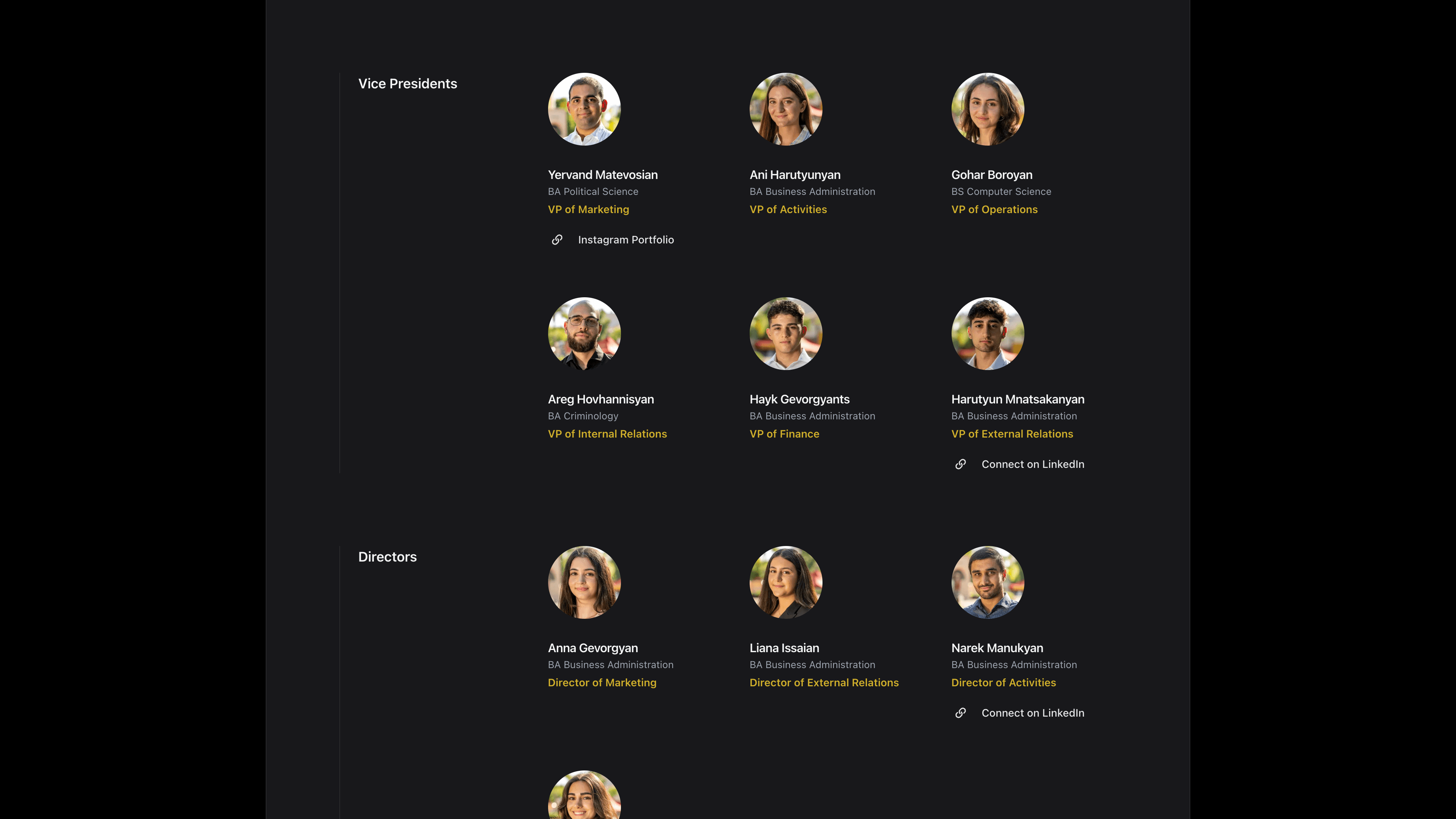 GCC Business Club Team Section