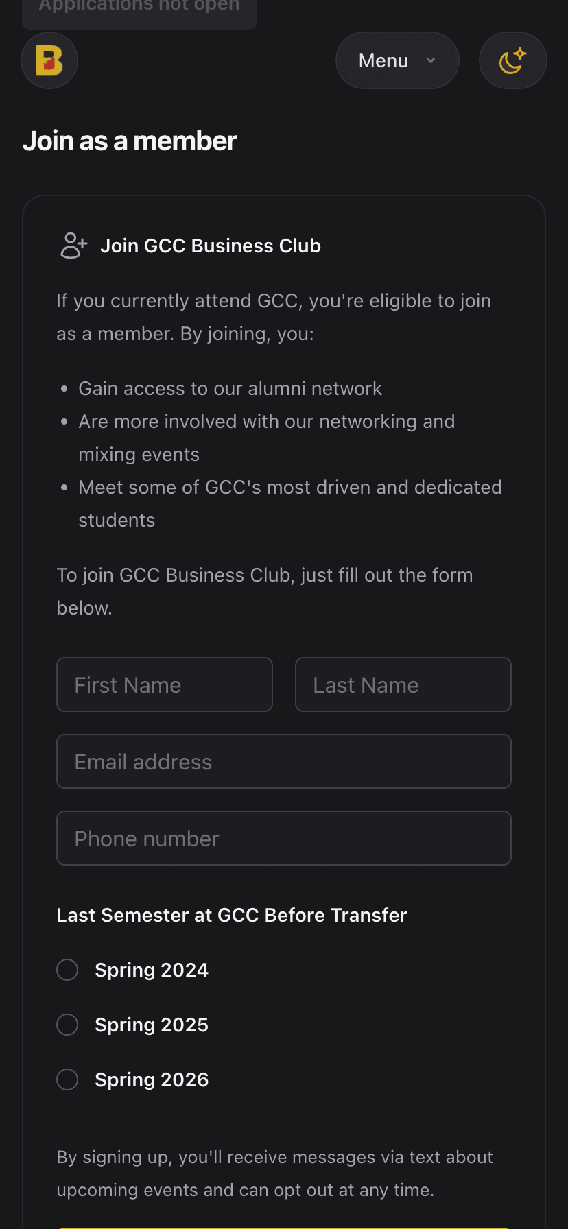 BusinessGCC Mobile Sign Up Page